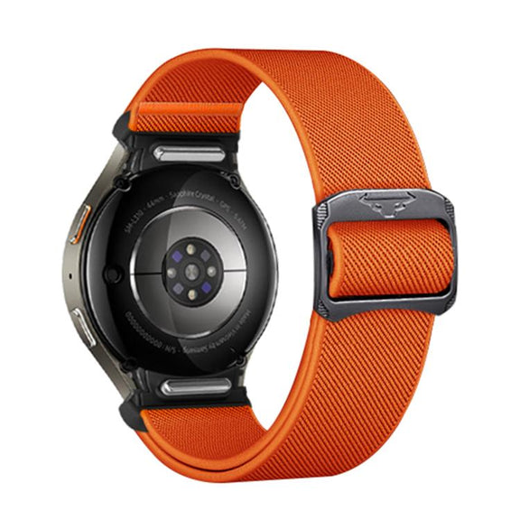 For Samsung Galaxy Watch 5 Pro / 6 / 7 Kalebol Button Elastic Nylon Watch Band(Orange)