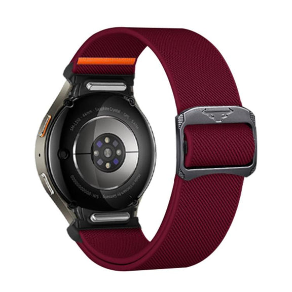 For Samsung Galaxy Watch 5 Pro / 6 / 7 Kalebol Button Elastic Nylon Watch Band(Wine Red)
