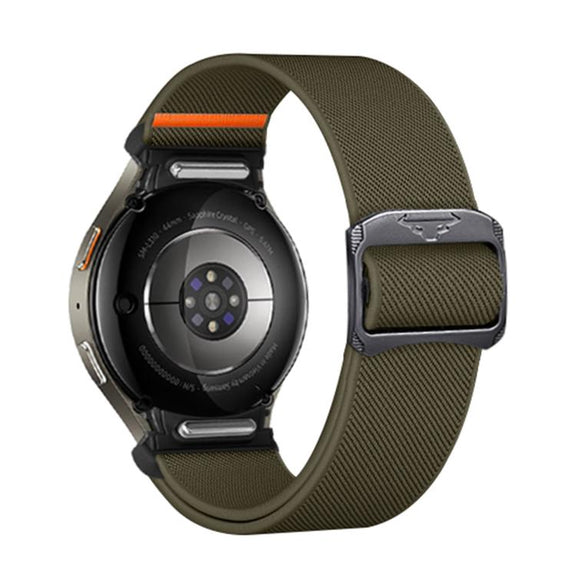 For Samsung Galaxy Watch 5 Pro / 6 / 7 Kalebol Button Elastic Nylon Watch Band(Army Green)