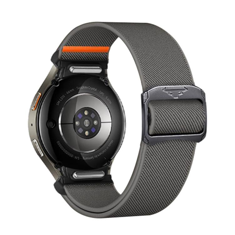 For Samsung Galaxy Watch 5 Pro / 6 / 7 Kalebol Button Elastic Nylon Watch Band(Dark Grey)