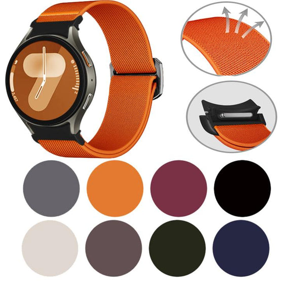 For Samsung Galaxy Watch 5 Pro / 6 / 7 Kalebol Button Elastic Nylon Watch Band(Wine Red)