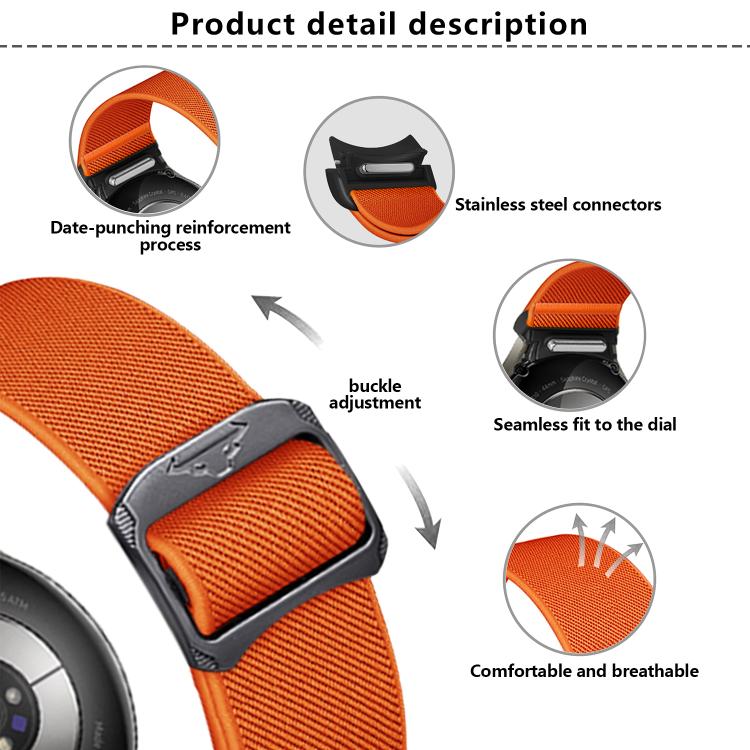For Samsung Galaxy Watch 5 Pro / 6 / 7 Kalebol Button Elastic Nylon Watch Band(Orange) - Watch Bands by Kalebol | Online Shopping South Africa | PMc TechLife | Buy Now Pay Later Mobicred