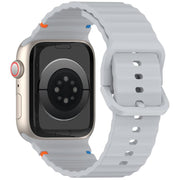 For Apple Watch 46mm / 49mm / 45mm / 44mm Kalebol Wavy Grain Stitched Silicone Watch Band(Grey)