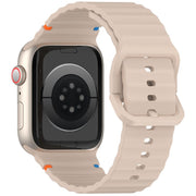 For Apple Watch 46mm / 49mm / 45mm / 44mm Kalebol Wavy Grain Stitched Silicone Watch Band(Milk Tea)