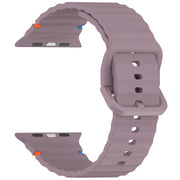 For Apple Watch 46mm / 49mm / 45mm / 44mm Kalebol Wavy Grain Stitched Silicone Watch Band(Purple Smoke)