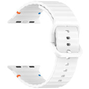 For Apple Watch 42mm / 41mm / 40mm / 38mm Kalebol Wavy Grain Stitched Silicone Watch Band(White)