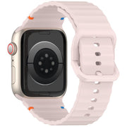 For Apple Watch 42mm / 41mm / 40mm / 38mm Kalebol Wavy Grain Stitched Silicone Watch Band(Sand Pink)