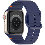 For Apple Watch 42mm / 41mm / 40mm / 38mm Kalebol Wavy Grain Stitched Silicone Watch Band(Navy Blue)