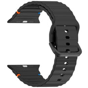 For Apple Watch 42mm / 41mm / 40mm / 38mm Kalebol Wavy Grain Stitched Silicone Watch Band(Black)