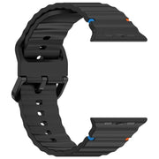 For Apple Watch 42mm / 41mm / 40mm / 38mm Kalebol Wavy Grain Stitched Silicone Watch Band(Black)