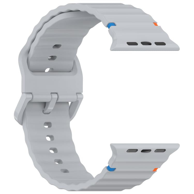 For Apple Watch 42mm / 41mm / 40mm / 38mm Kalebol Wavy Grain Stitched Silicone Watch Band(Grey) - free shipping - PMc TechLife - Order now!
