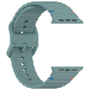 For Apple Watch 42mm / 41mm / 40mm / 38mm Kalebol Wavy Grain Stitched Silicone Watch Band(Pine Green)