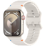 For Apple Watch 42mm / 41mm / 40mm / 38mm Kalebol Wavy Grain Stitched Silicone Watch Band(Starlight)
