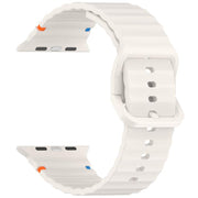 For Apple Watch 42mm / 41mm / 40mm / 38mm Kalebol Wavy Grain Stitched Silicone Watch Band(Starlight)