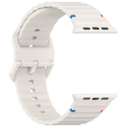 For Apple Watch 42mm / 41mm / 40mm / 38mm Kalebol Wavy Grain Stitched Silicone Watch Band(Starlight)