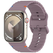 For Apple Watch 42mm / 41mm / 40mm / 38mm Kalebol Wavy Grain Stitched Silicone Watch Band(Purple Smoke)