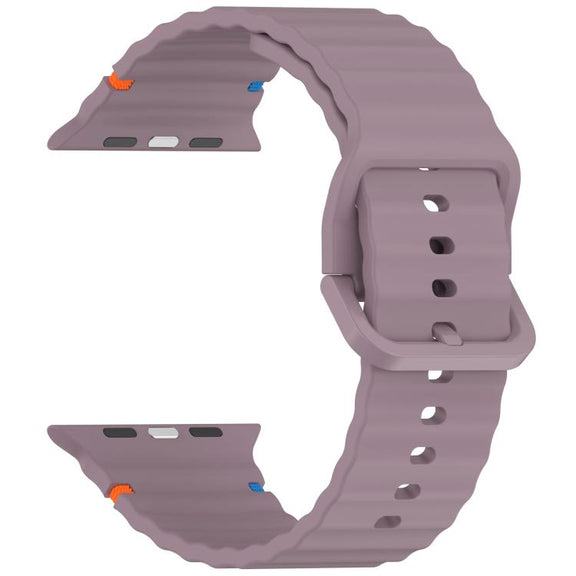 For Apple Watch 42mm / 41mm / 40mm / 38mm Kalebol Wavy Grain Stitched Silicone Watch Band(Purple Smoke)