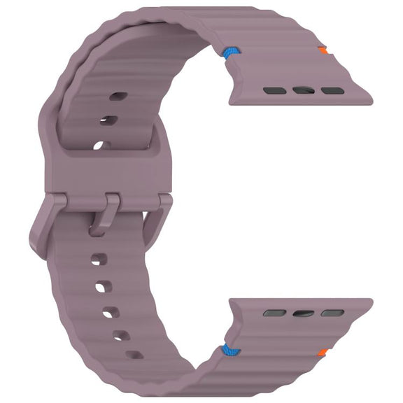 For Apple Watch 42mm / 41mm / 40mm / 38mm Kalebol Wavy Grain Stitched Silicone Watch Band(Purple Smoke)