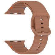 For Apple Watch 42mm / 41mm / 40mm / 38mm Kalebol Wavy Grain Stitched Silicone Watch Band(Brown)