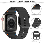 For Apple Watch 42mm / 41mm / 40mm / 38mm Kalebol Wavy Grain Stitched Silicone Watch Band(Brown)