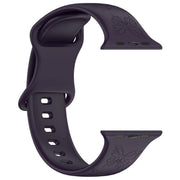 For Apple Watch 46mm / 49mm / 45mm / 44mm Kalebol 8-shaped Buckle Butterfly Embossed Silicone Watch Band(Dark Purple)