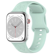 For Apple Watch 46mm / 49mm / 45mm / 44mm Kalebol 8-shaped Buckle Butterfly Embossed Silicone Watch Band(Light Green)
