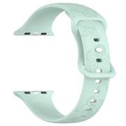 For Apple Watch 46mm / 49mm / 45mm / 44mm Kalebol 8-shaped Buckle Butterfly Embossed Silicone Watch Band(Light Green)