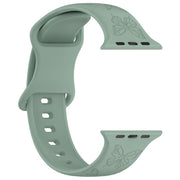 For Apple Watch 46mm / 49mm / 45mm / 44mm Kalebol 8-shaped Buckle Butterfly Embossed Silicone Watch Band(Olive Green)