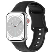 For Apple Watch 46mm / 49mm / 45mm / 44mm Kalebol 8-shaped Buckle Butterfly Embossed Silicone Watch Band(Black)