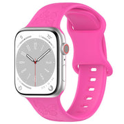 For Apple Watch 46mm / 49mm / 45mm / 44mm Kalebol 8-shaped Buckle Butterfly Embossed Silicone Watch Band(Hot Pink)