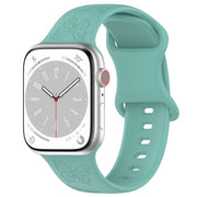 For Apple Watch 46mm / 49mm / 45mm / 44mm Kalebol 8-shaped Buckle Butterfly Embossed Silicone Watch Band(Cactus Green)