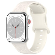 For Apple Watch 46mm / 49mm / 45mm / 44mm Kalebol 8-shaped Buckle Butterfly Embossed Silicone Watch Band(Starlight)