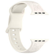 For Apple Watch 46mm / 49mm / 45mm / 44mm Kalebol 8-shaped Buckle Butterfly Embossed Silicone Watch Band(Starlight)