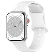 For Apple Watch 42mm / 41mm / 40mm / 38mm Kalebol 8-shaped Buckle Butterfly Embossed Silicone Watch Band(White)