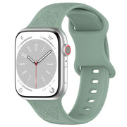 For Apple Watch 42mm / 41mm / 40mm / 38mm Kalebol 8-shaped Buckle Butterfly Embossed Silicone Watch Band(Olive Green)