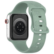 For Apple Watch 42mm / 41mm / 40mm / 38mm Kalebol 8-shaped Buckle Butterfly Embossed Silicone Watch Band(Olive Green)