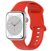 For Apple Watch 42mm / 41mm / 40mm / 38mm Kalebol 8-shaped Buckle Butterfly Embossed Silicone Watch Band(Red)