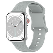 For Apple Watch 42mm / 41mm / 40mm / 38mm Kalebol 8-shaped Buckle Butterfly Embossed Silicone Watch Band(Grey)