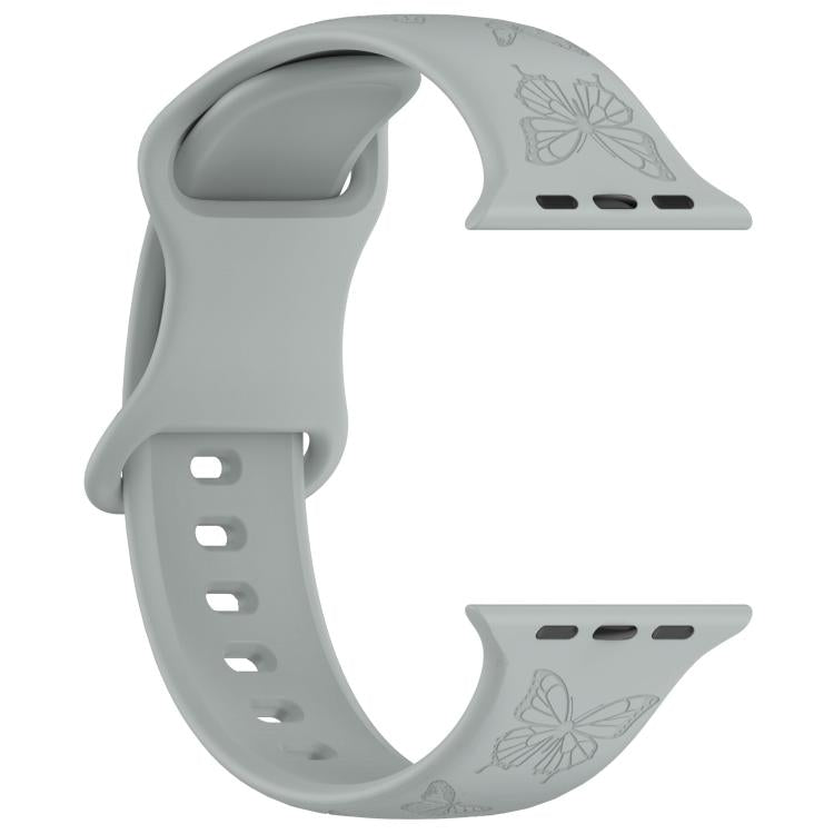 For Apple Watch 42mm / 41mm / 40mm / 38mm Kalebol 8-shaped Buckle Butterfly Embossed Silicone Watch Band(Grey)