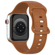 For Apple Watch 42mm / 41mm / 40mm / 38mm Kalebol 8-shaped Buckle Butterfly Embossed Silicone Watch Band(Coffee)