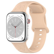 For Apple Watch 42mm / 41mm / 40mm / 38mm Kalebol 8-shaped Buckle Butterfly Embossed Silicone Watch Band(Milk Tea)