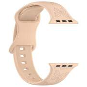 For Apple Watch 42mm / 41mm / 40mm / 38mm Kalebol 8-shaped Buckle Butterfly Embossed Silicone Watch Band(Milk Tea)