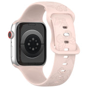 For Apple Watch 42mm / 41mm / 40mm / 38mm Kalebol 8-shaped Buckle Butterfly Embossed Silicone Watch Band(Sand Pink)
