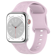 For Apple Watch 42mm / 41mm / 40mm / 38mm Kalebol 8-shaped Buckle Butterfly Embossed Silicone Watch Band(Lavender)