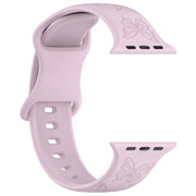 For Apple Watch 42mm / 41mm / 40mm / 38mm Kalebol 8-shaped Buckle Butterfly Embossed Silicone Watch Band(Lavender)
