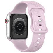 For Apple Watch 42mm / 41mm / 40mm / 38mm Kalebol 8-shaped Buckle Butterfly Embossed Silicone Watch Band(Lavender)