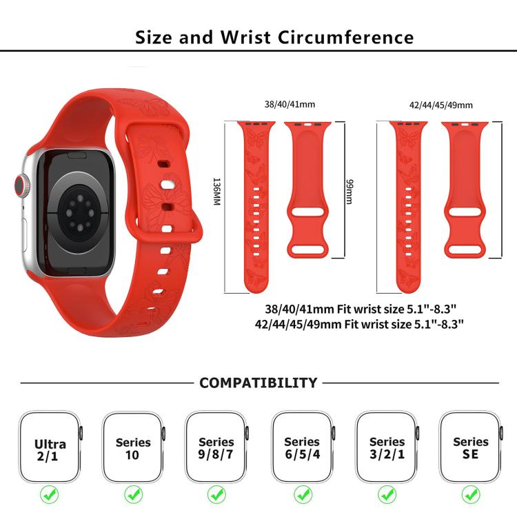 For Apple Watch 42mm / 41mm / 40mm / 38mm Kalebol 8-shaped Buckle Butterfly Embossed Silicone Watch Band(Smoky Purple) - free shipping - PMc TechLife - Order now!