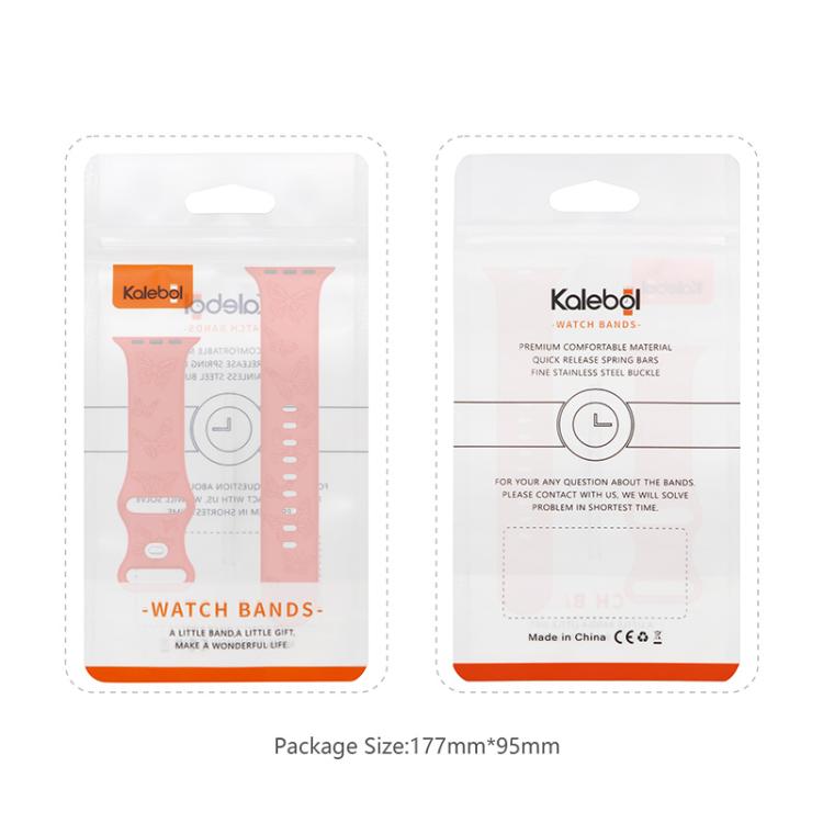 For Apple Watch 42mm / 41mm / 40mm / 38mm Kalebol 8-shaped Buckle Butterfly Embossed Silicone Watch Band(White) - free shipping - PMc TechLife - Order now!