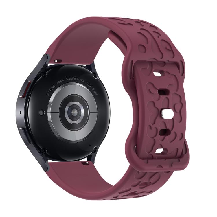 18mm Kalebol Leopard Print Butterfly Buckle Silicone Watch Band(Wine Red)
