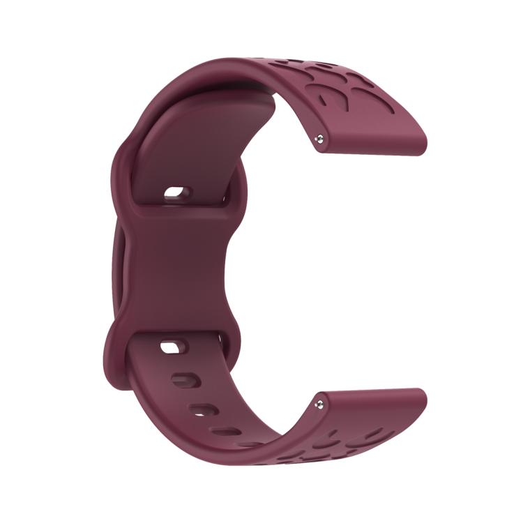18mm Kalebol Leopard Print Butterfly Buckle Silicone Watch Band(Wine Red)